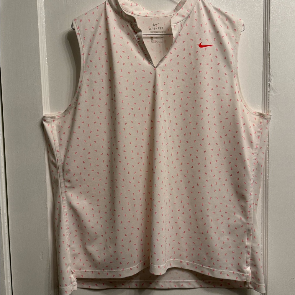 Nike Women's Sleeveless White and Neon Orange Golf Top